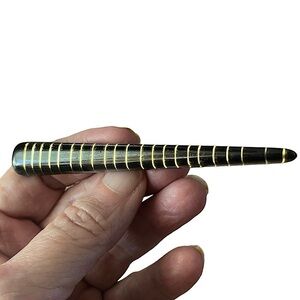 Vintage Black and Gold Acrylic Bar Pin Brooch